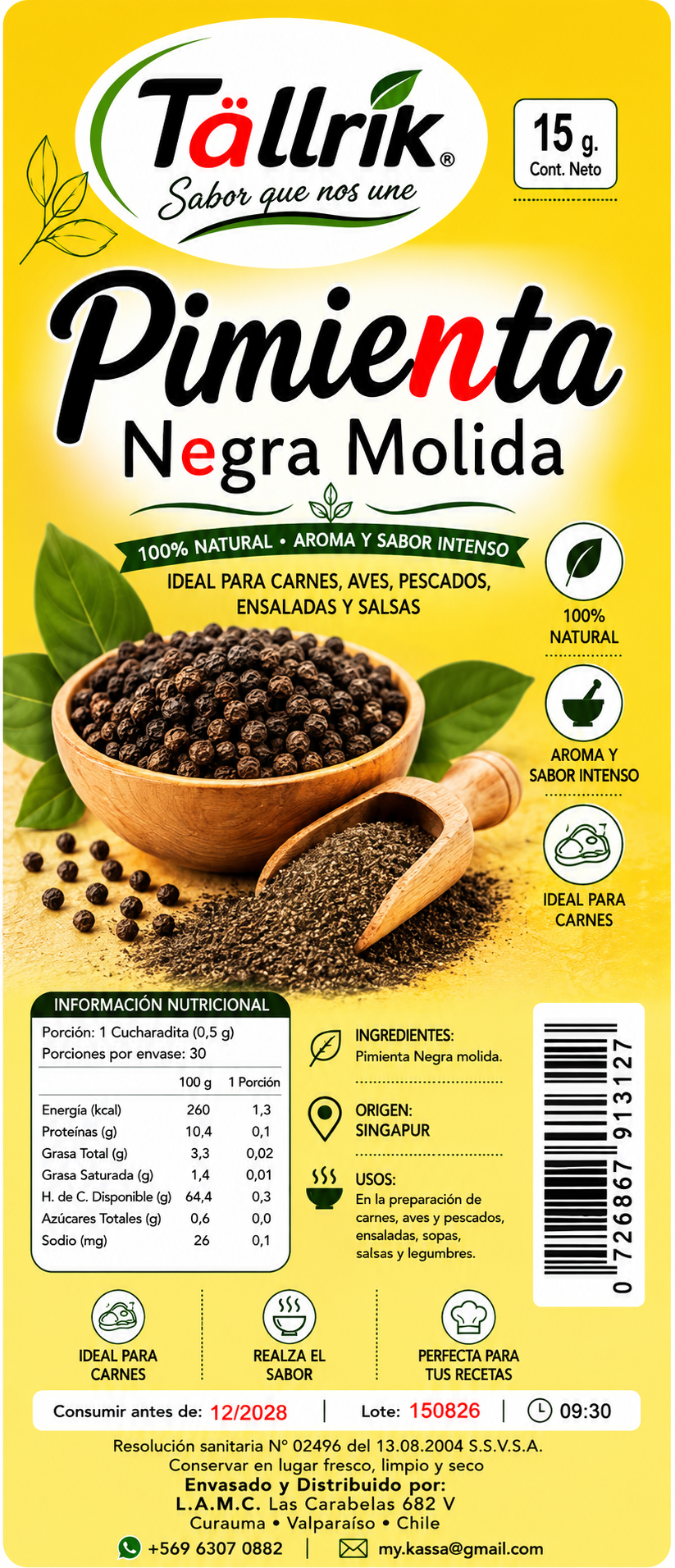 Etiqueta de Pimienta negra Tallrik